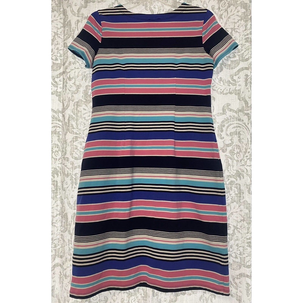Talbots Multicolor Stripe Jersey Shift Dress Gold… - image 8